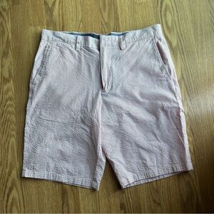 J. Crew Light Pink and White Seersucker Flat-Front Shorts